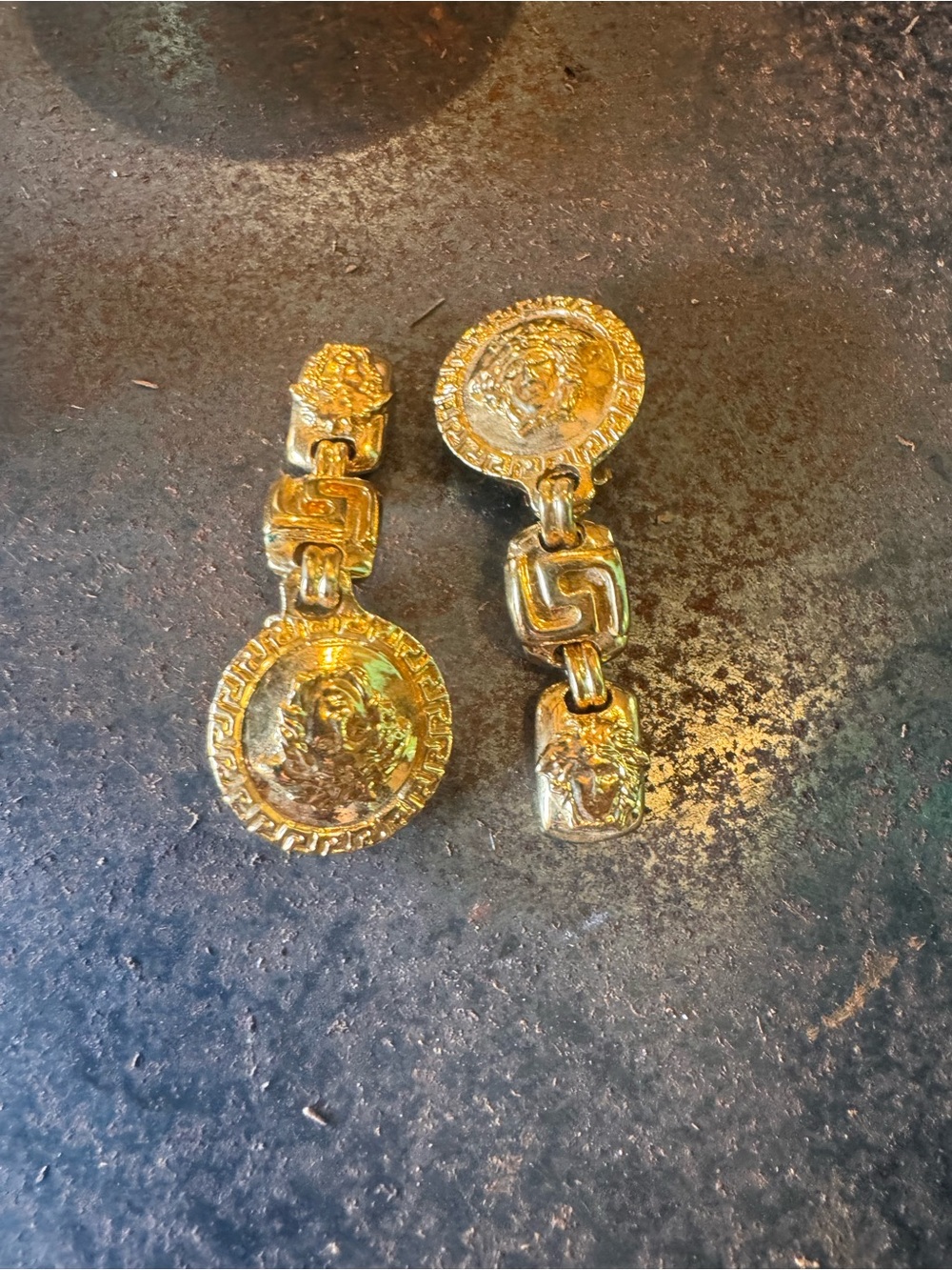 Versace Gold Medallion Drop Earrings - Women Jewelry